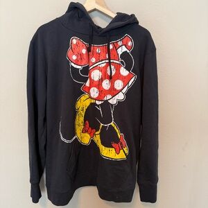 Disney Parks Women Sweatshirt XXL Black Hoodie Minnie Mouse Pockets Long Sleeve
